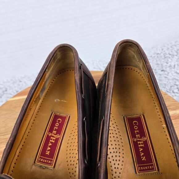 Cole Haan Mens 11M Country Brown Leather Two Tone Tasseled Lug Sole Daily Loafer - Picture 11 of 13